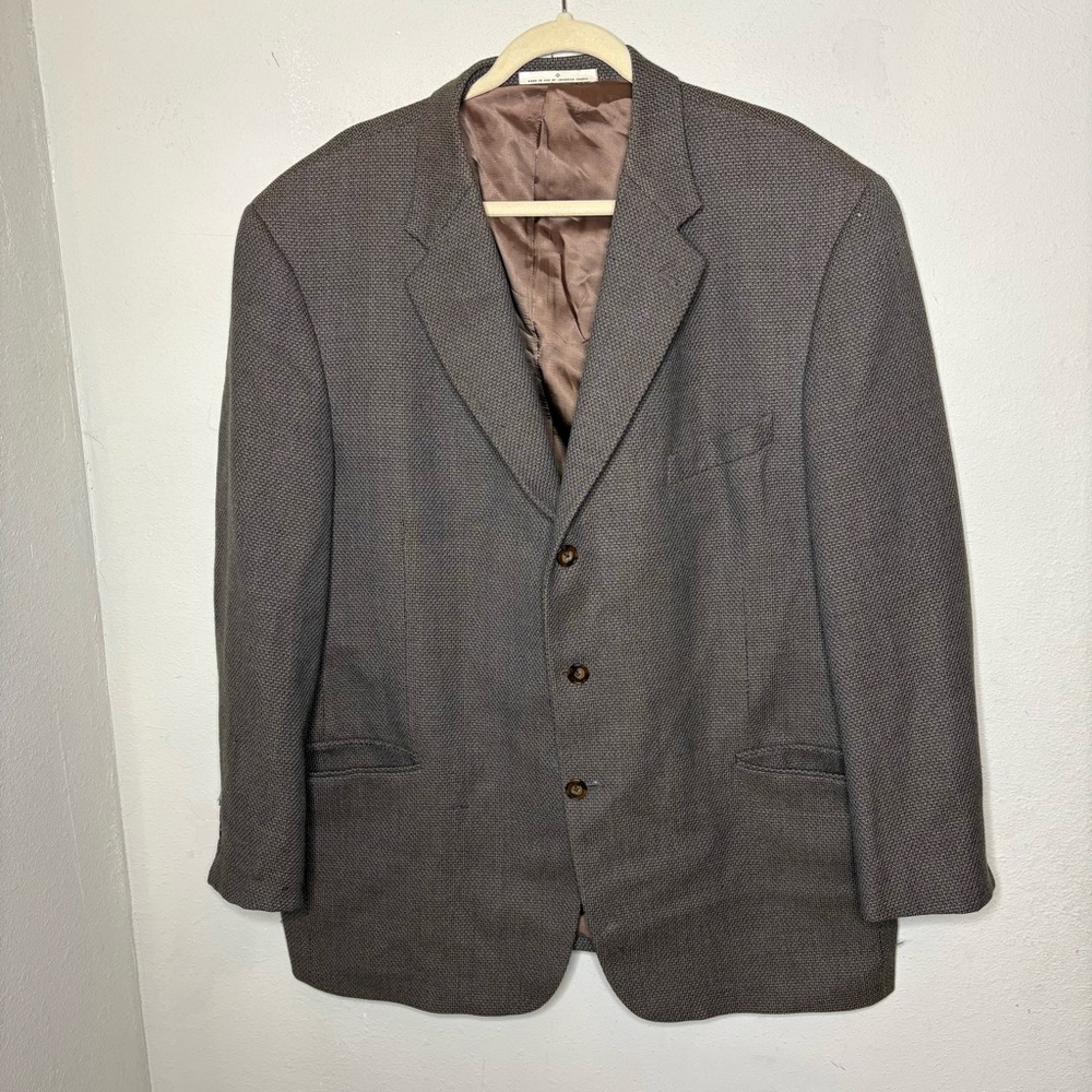 Joseph Abboud Men's Charcoal and Brown Textured Wool Sport Coat Size 46R